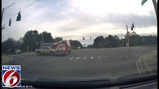 Video shows Florida ambulance overturning in crash with bus pickup 15 injured [upl. by Hsakaa]