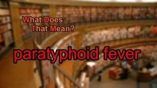 What does paratyphoid fever mean [upl. by Yessac986]