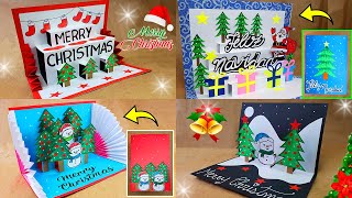 DIY  4 Tarjetas para Navidad hechas a mano  Handmade Card POP UP for Christmas [upl. by Ardnala962]