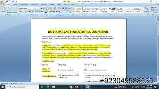 Job and Process Costing Comparison [upl. by Auhsohey]