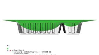 Thermoforming process of a plastic chips container performed with SIMULIA Abaqus  Deformation [upl. by Retrac]