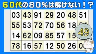 ”６０代”の８０％は全問正解できません！？数字探し、同じ数字さがし、１つしかない数字さがし、仲間外れの数字探し、健康、2024年10月5日 [upl. by Gae]