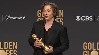 Jeremy Allen White Calls Calvin Klein Ad Attention Bizarre After Golden Globes Win [upl. by Nitreb]