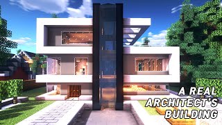 A real architects building houses in Minecraft tutorial  Modern House 23 [upl. by Akcirderf]