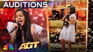 Pranysqa Mishra Receives The GOLDEN BUZZER for quotRiver Deep  Mountain Highquot  Auditions  AGT 2024 [upl. by Trauner]