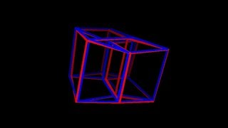 Tesseractanaglyph Rotation in fourdimensional space 4D Fourth dimension Hyperspace [upl. by Nosniv]