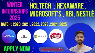 HCLTech  Hexaware Winter Internships 2025 🔥 You should not miss OFFCAMPUS Opportunity internship [upl. by Ruby]