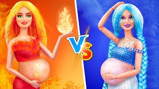 Desafío de Caliente vs Frío  12 Trucos y Manualidades para Barbie Embarazada [upl. by Kciderf816]