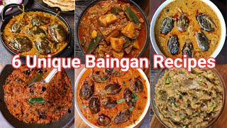 6 Different Ways to Cook Stuffed Baingan or Eggplant Recipes  6 Types Baingan Masala Sabji Recipes [upl. by Si]