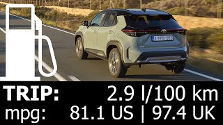 2024 Toyota Yaris Cross HEV 130 HP trip with fuel consumption economy test urban mpg l100 km hybrid [upl. by Mikeb644]