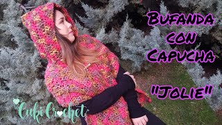 Cómo TEJER una BUFANDA a CROCHET Fácil y rápida 🌟Paso a paso Con CAPUCHA quotJOLIEquot🌻 [upl. by Islek]