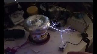 Miniature 45mm tall DRSSTClike tesla coil [upl. by Cyndy7]