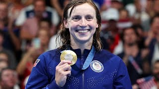 Katie Ledecky Wins 800Meter Freestyle Becoming First Female Olympian To Win Same Event Four Times [upl. by Antony697]