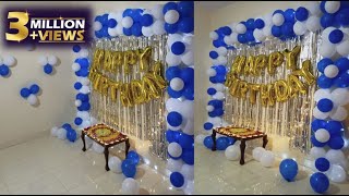 Simple amp Easy Birthday Decoration Ideas at Home l Blue amp White Theme Birthday Decoration [upl. by Pierce]