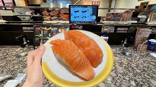 Eating at a Conveyor Belt Sushi Restaurant in japan quotGatten Sushiquot around Tokyo [upl. by Ativet]