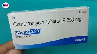 Zoclar 250mg Tablets  Clarithromycin Tablets  Zoclar Tablets Uses Benefits Dosage Reviews in Hindi [upl. by Zach]