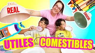 Material ESCOLAR✏️comestible vs útiles escolares REAL ¿Quien ganará [upl. by Audwin]