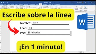 CÓMO ESCRIBIR ENCIMA DE UNA LÍNEA EN WORD [upl. by Anaytat736]