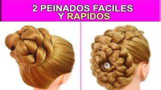 2 Peinados Faciles y Rapidos con Recogidos con Trenzas para Cabello Largo  Bodas [upl. by Asinet]