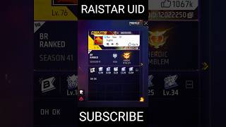 RAISTAR UIDraistarfreefiregaming [upl. by Nilhsa]