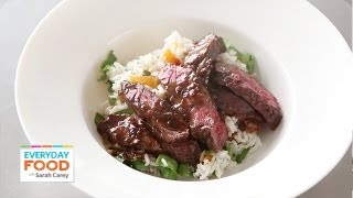 Marinated Skirt Steak with ApricotArugula Rice  Everyday Food with Sarah Carey [upl. by Onirotciv]