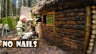 Bushcraft shelter hand made bricks [upl. by Ellehcyar]