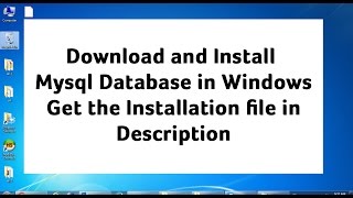 How to install Mysql 50 in Windows [upl. by Gingras641]