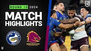 NRL 2024  Eels v Broncos  Match Highlights [upl. by Ahsiekahs357]