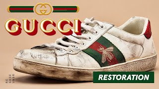 Trashed Gucci Sneakers Complete Restoration [upl. by Enitsua]