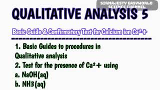 QUALITATIVE ANALYSIS 5 Confirmatory tests for calcium ion Wet and flame test Methods [upl. by Armelda842]