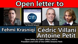 Open letter to Cedric Villani and Antoine Petit CNRS Ch Anta Diop Krasniqi Rittaud le Meter [upl. by Viridissa]