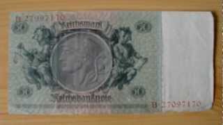 Alter 50 Reichsmark Schein  Rückseite in HD [upl. by Aisats]