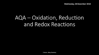 AQA 17 Oxidation reduction and redox reactions REVISION [upl. by Melac]