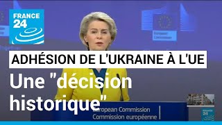 Candidature de lUkraine à lUE  Volodymyr Zelensky salue une quotdécision historiquequot • FRANCE 24 [upl. by Yenahc]