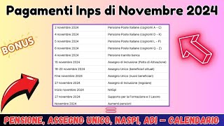 💰Pagamenti Inps di Novembre 2024 Pensione Assegno Unico Naspi ADI – Calendario Inps 🚨 [upl. by Heiney]