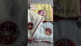 Price 1399 Book Fast ⏩ khatli hand work butta in pallu amp butti crystal Organza Reyon fabricsaree [upl. by Yrrep]