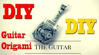 How to Create Dollar Origami Guitar  Origami art shows how to make a 1 dollar guitar [upl. by Ahsayn]