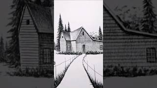 Village scenery landscape village art house drawing nature shorts [upl. by Clarie]