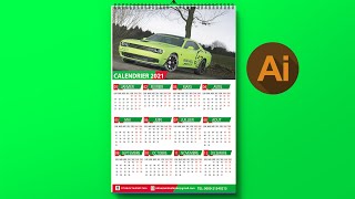 تصميم CALENDRIER 2021 التقويم الميلادي 2021على ادوبي أليستريتر [upl. by Etnod]