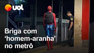 ‘Homemaranha’ joga homem no trilho do metrô após agressão em BH [upl. by Iret531]