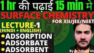 SURFACE CHEMISTRY।। ADSORPTION।। ADSORBATE।। ADSORBENT [upl. by Renrag7]