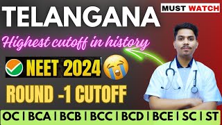 Telangana NEET 2024 Round 1 CUTOFF 🤯🚨⁉️ Biggest Cutoff in History ✅ neet2024nta knruhs [upl. by Hoy]