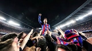 VIDEO Barcelona vs PSG 61  Lionel Messi Reaction to Barcelonas 6th goal with the fans [upl. by Elleina]