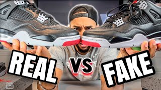 REAL vs FAKE REIMAGINED Jordan Bred 4 ONE Way to Tell WATCH BEFORE YOU BUY [upl. by Kerby]