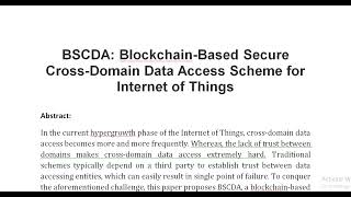 BSCDA Blockchain Based Secure Cross Domain Data Access Scheme for Internet of Things [upl. by Bettzel]