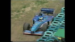 Hungaroring 1998 QLF Fisichella liukuu rengasvalliin mutta pääsee jatkamaan [upl. by Breen]