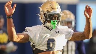 Notre Dame practice update Adon Shuler making a move at safety Notes on Riley Leonard OLine etc [upl. by Ycak]