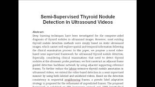 Semi Supervised Thyroid Nodule Detection in Ultrasound Videos [upl. by Reube87]