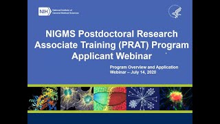 How to Apply for the NIGMS Postdoctoral Research Associate Training PRAT Program  2020 Webinar [upl. by Semmes446]