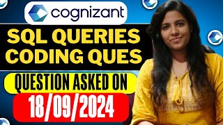 🔥Cognizant SQL Questions asked on 18092024  Cognizant Technical Assessment🔥 [upl. by Burgwell]